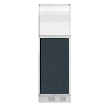 Hush Panel Cubicle Partition 2' X 6' W/ Blue Spruce Fabric Clear Fluted Window W/Cable Channel